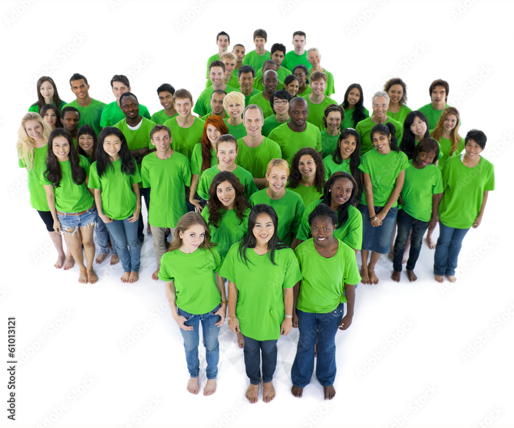 Groups of people in green color