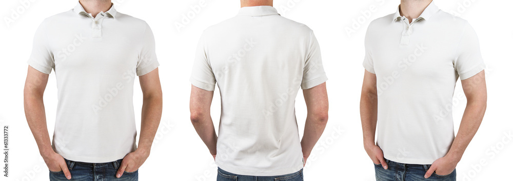 three man in white polo t-shirt
