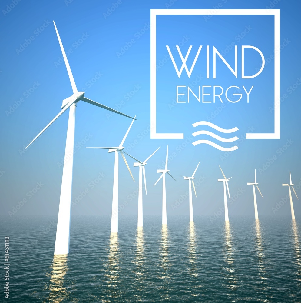 Wind turbine on sea generating electricity