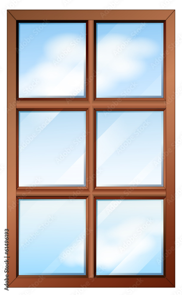 带窗格玻璃的木窗