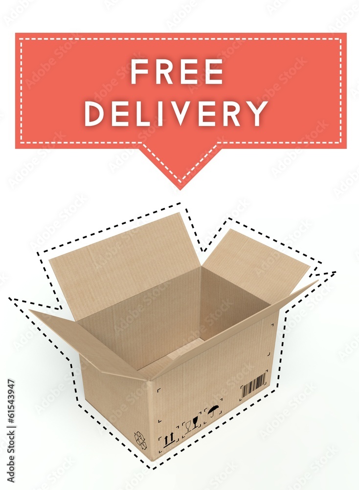 Free delivery concept open cardboard box