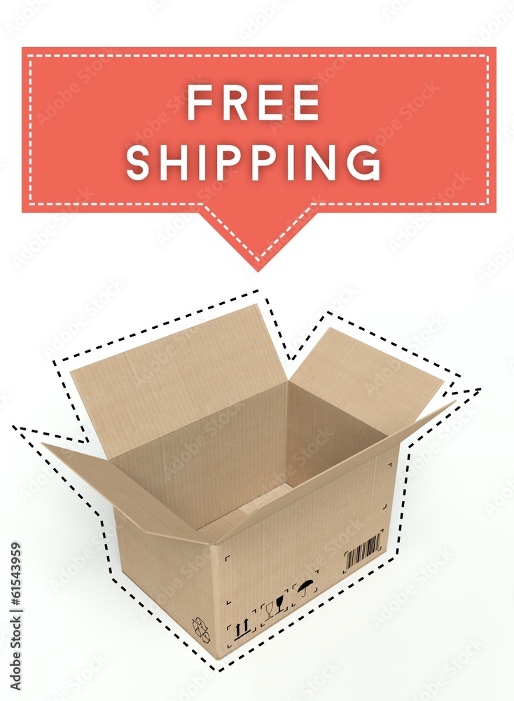 免费送货概念开放式纸箱