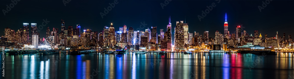 纽约市中心夜间全景