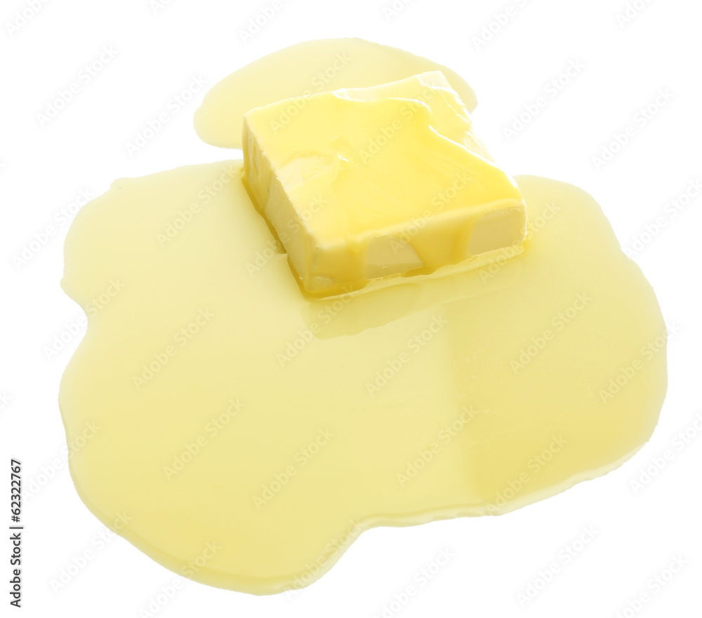 白色隔离的美味黄油
