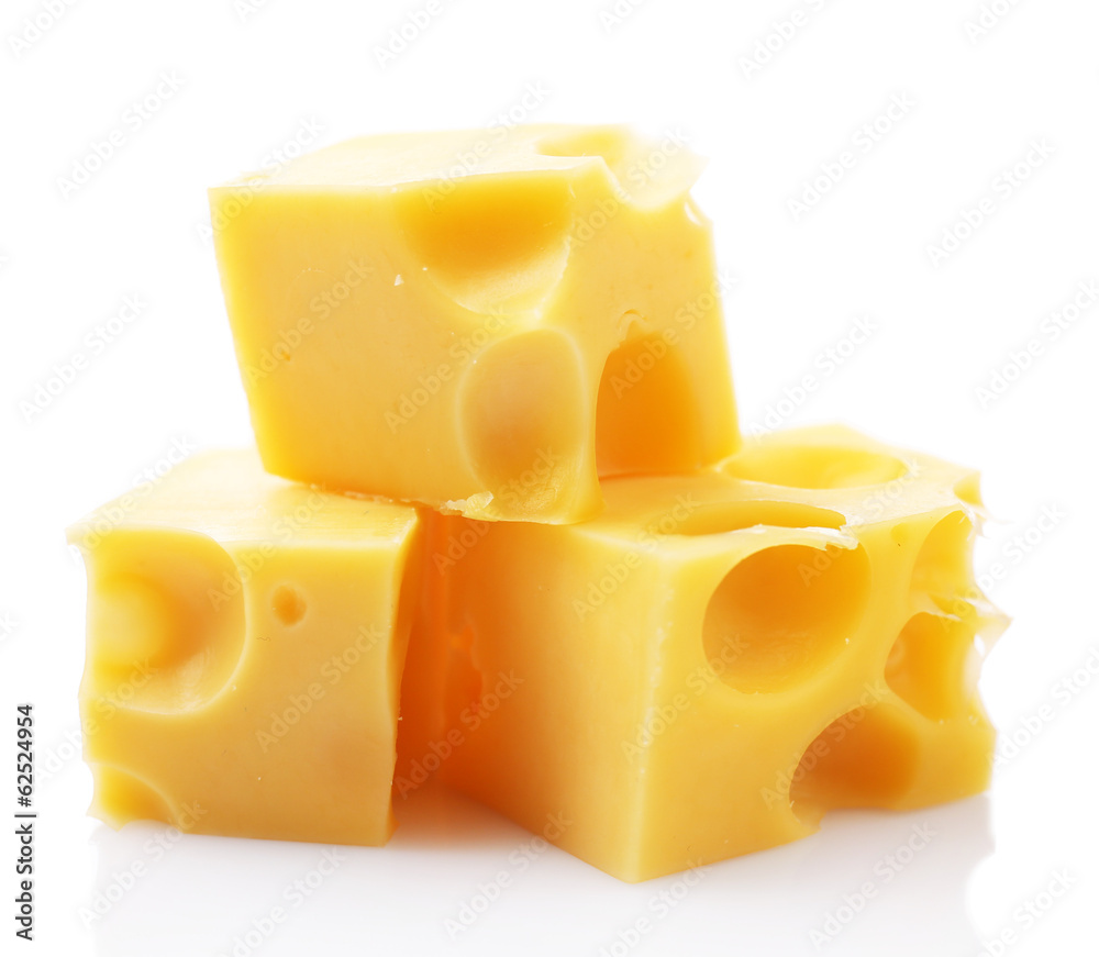 奶酪块，白色隔离