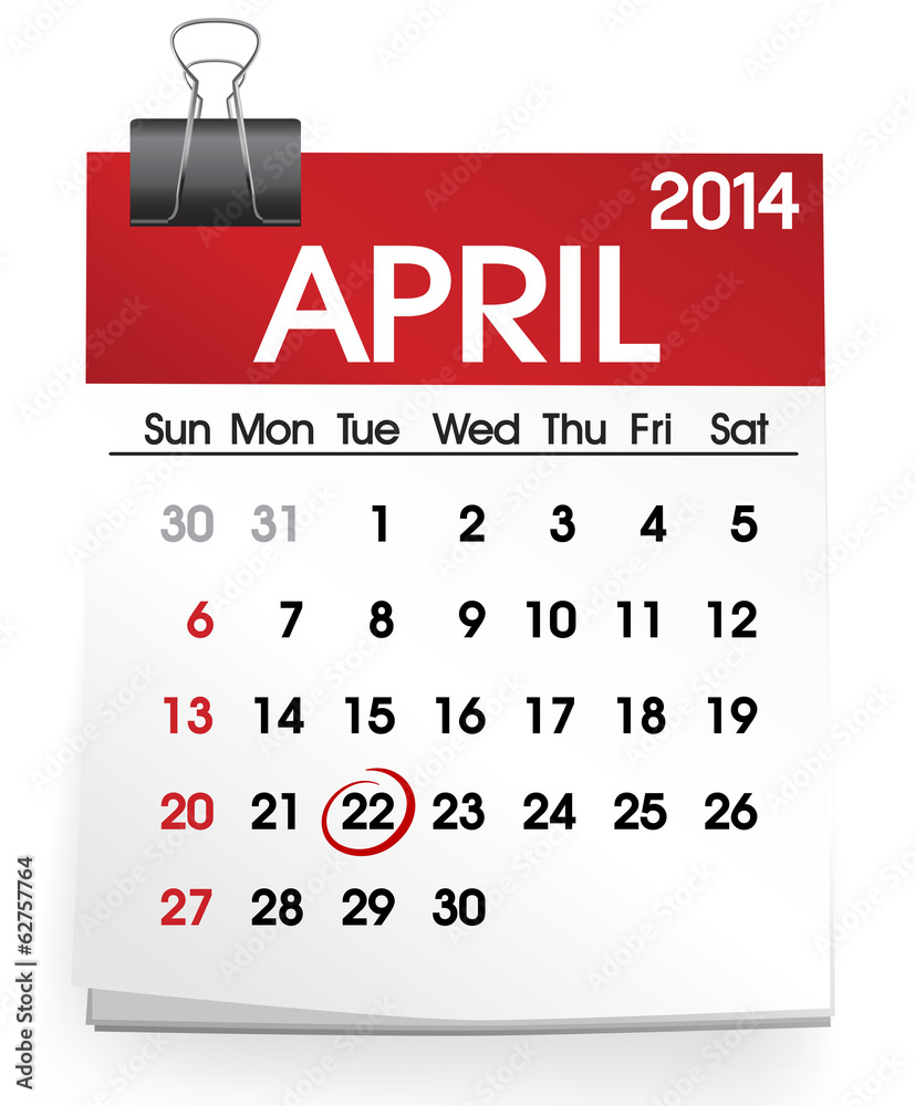 2014年4月日历矢量