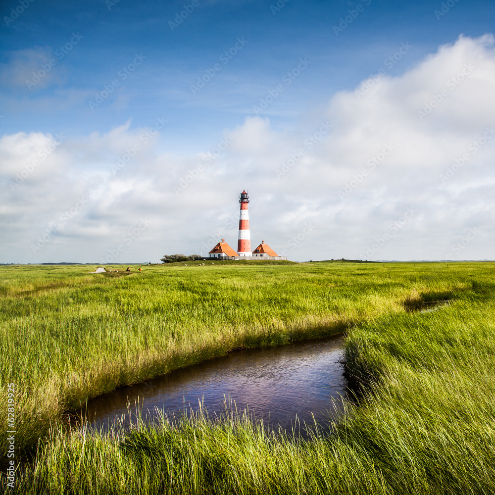 Beautiful landscape with lighthouse at Nordsee, Germany