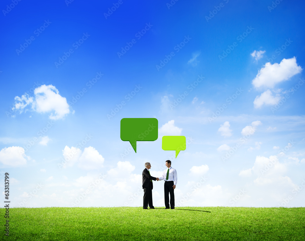 Businessmen Meeting Outdoor With Speech Bubble