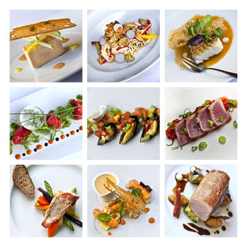 Collage de plats gastronomiques
