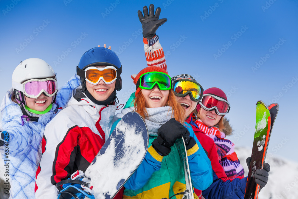 滑雪板和滑雪板的积极朋友