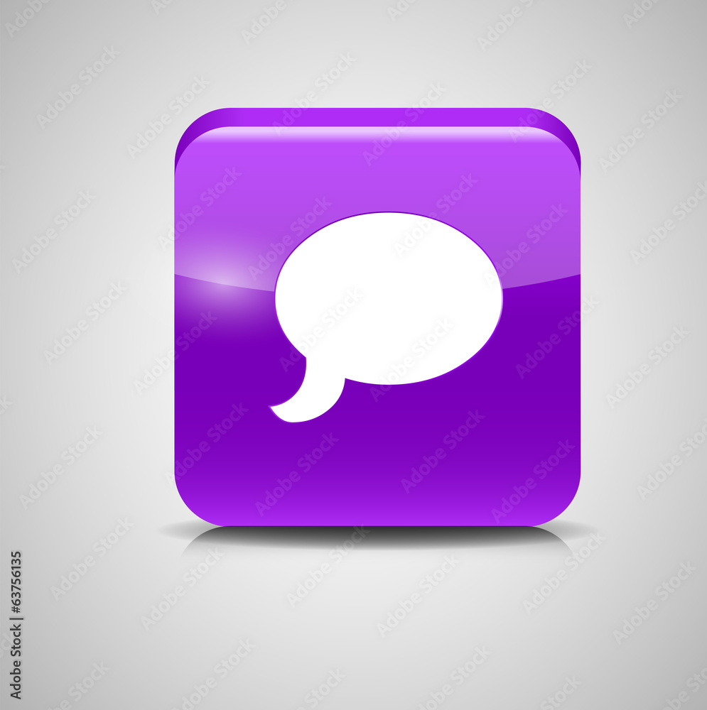 Glass Chat Button Vector Illustration