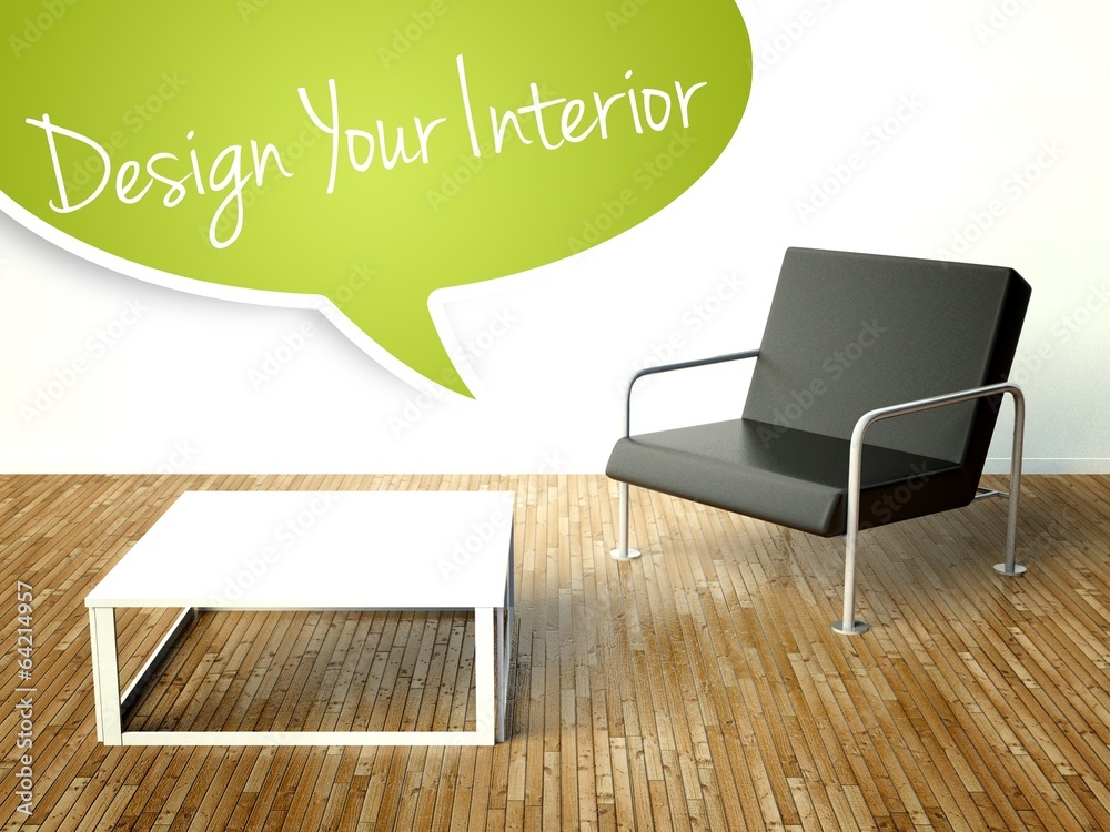 3d Design your interior with table and armchair