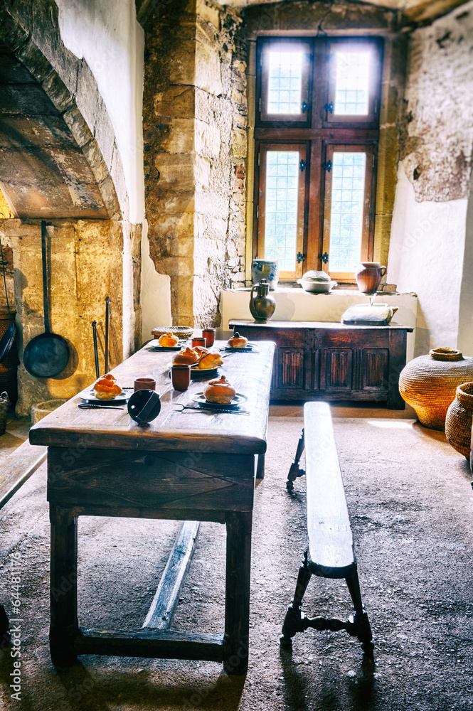 Medieval kitchen in old castle