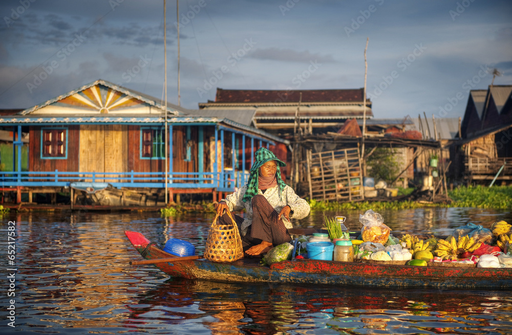 Local Cambodian Seller In Floating Market