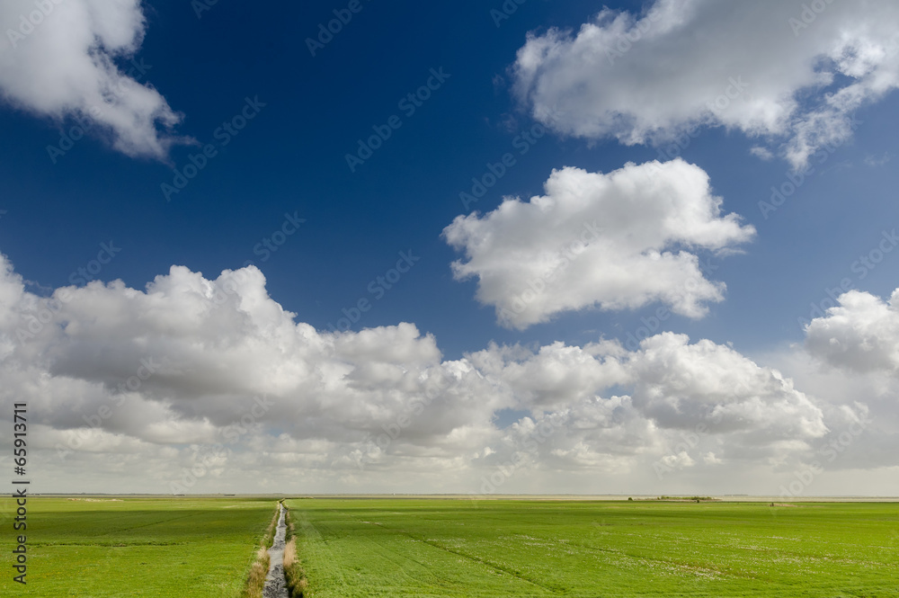 荷兰美丽的波兰景观，典型的荷兰云