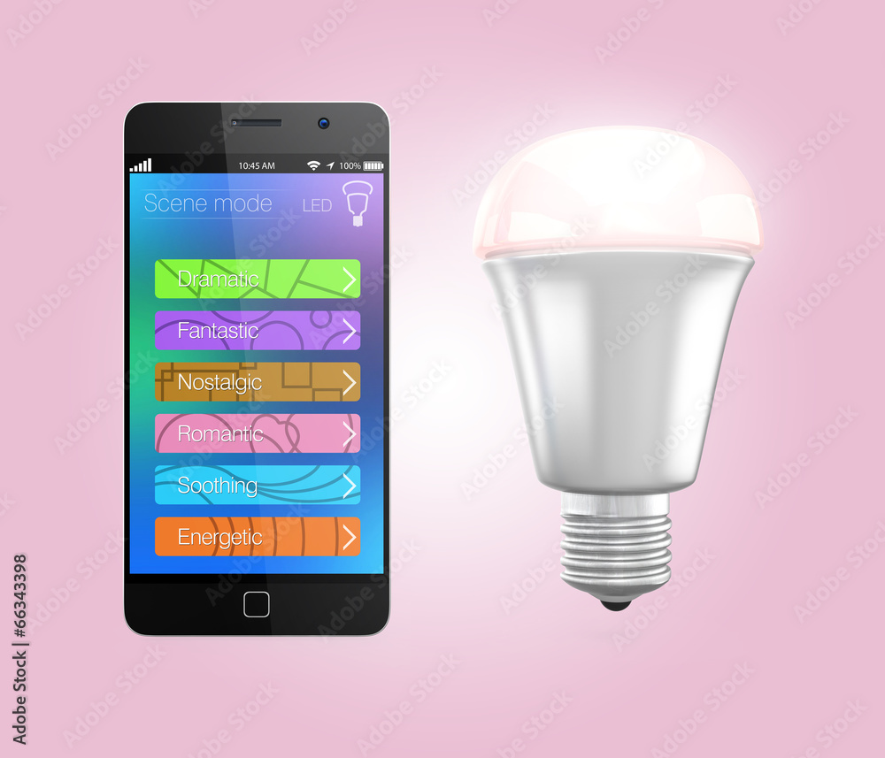粉色智能手机应用程序控制LED照明