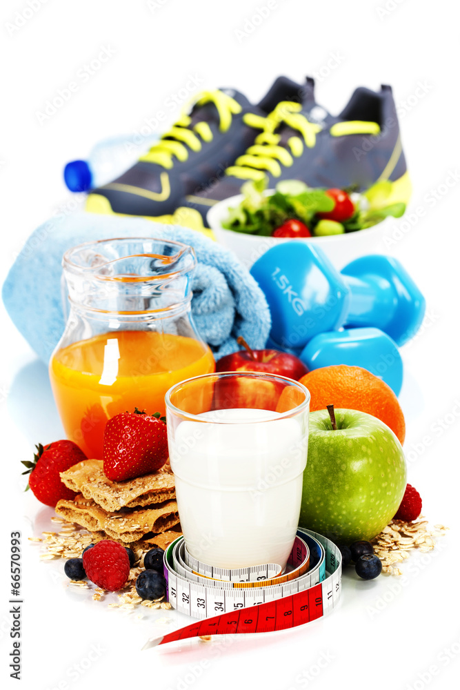 运动和健康食品的不同工具
