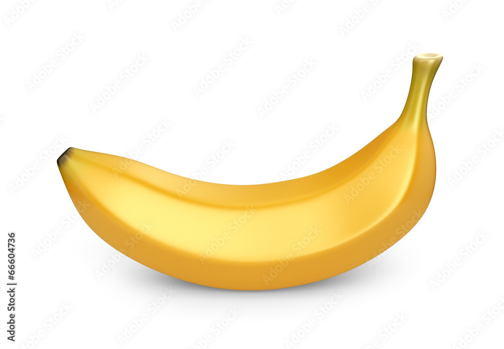 香蕉果，3D图标。白色背景隔离插图