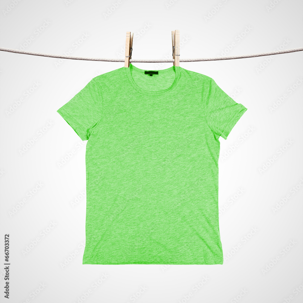 washing green t-shirt