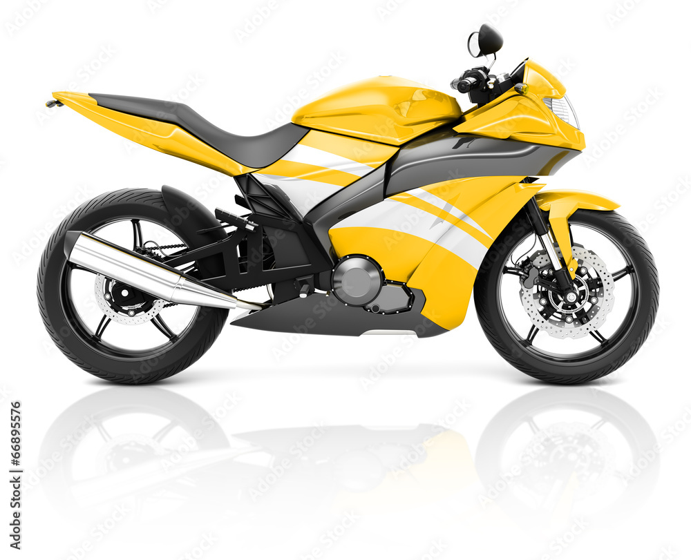 3D Image of a Yellow Modern Motorbike