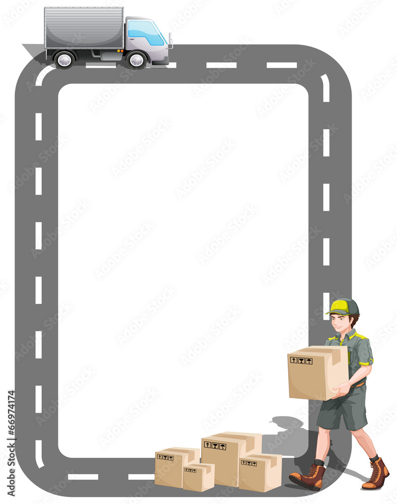 一辆送货卡车和一名送货员的边界设计
