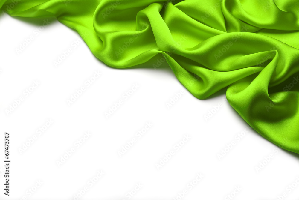 Green  silk textile background　with copy space