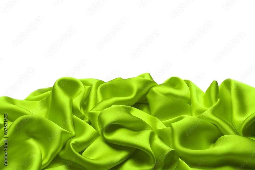 Green silk textile background　with copy space