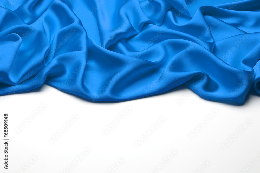 Blue silk textile background　with copy space