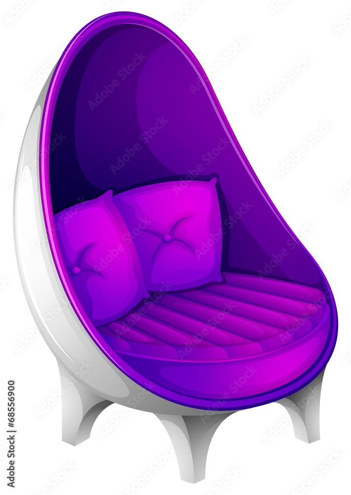 A lavender chair with throw pillows