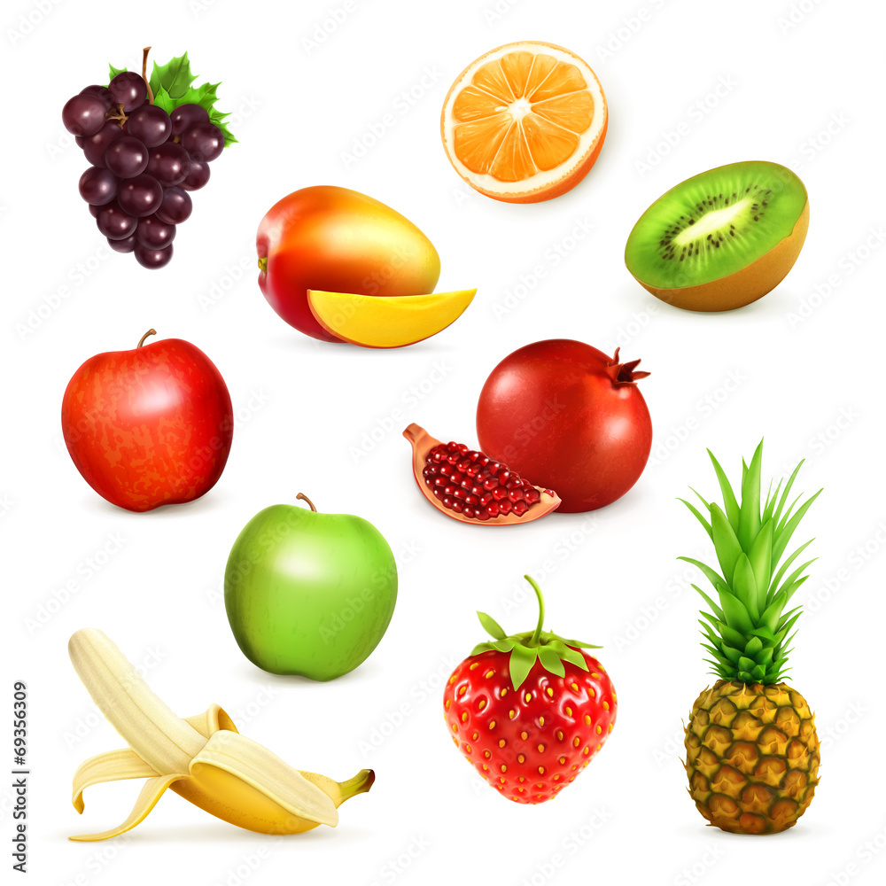 水果，矢量插图集