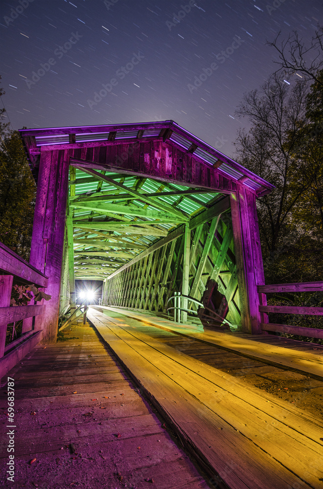Old Covered Bridge at night