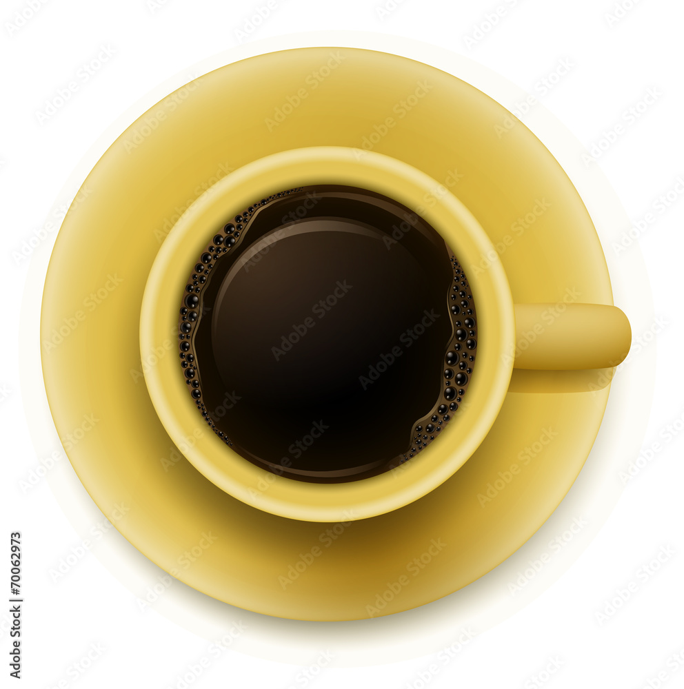 一个装咖啡的黄色杯子