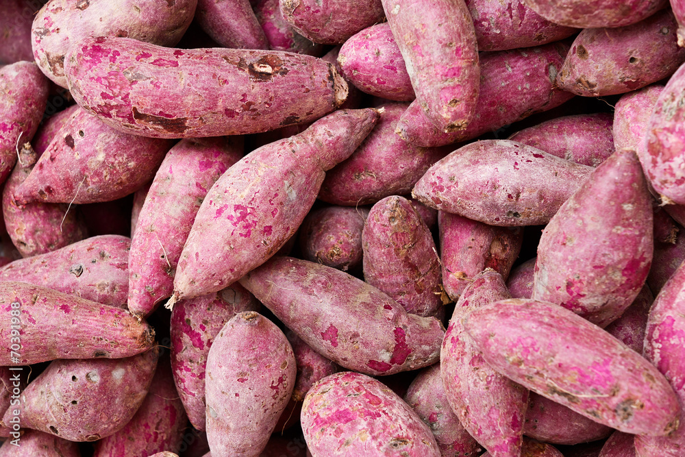 Open-air market sale Purple Sweet Potato