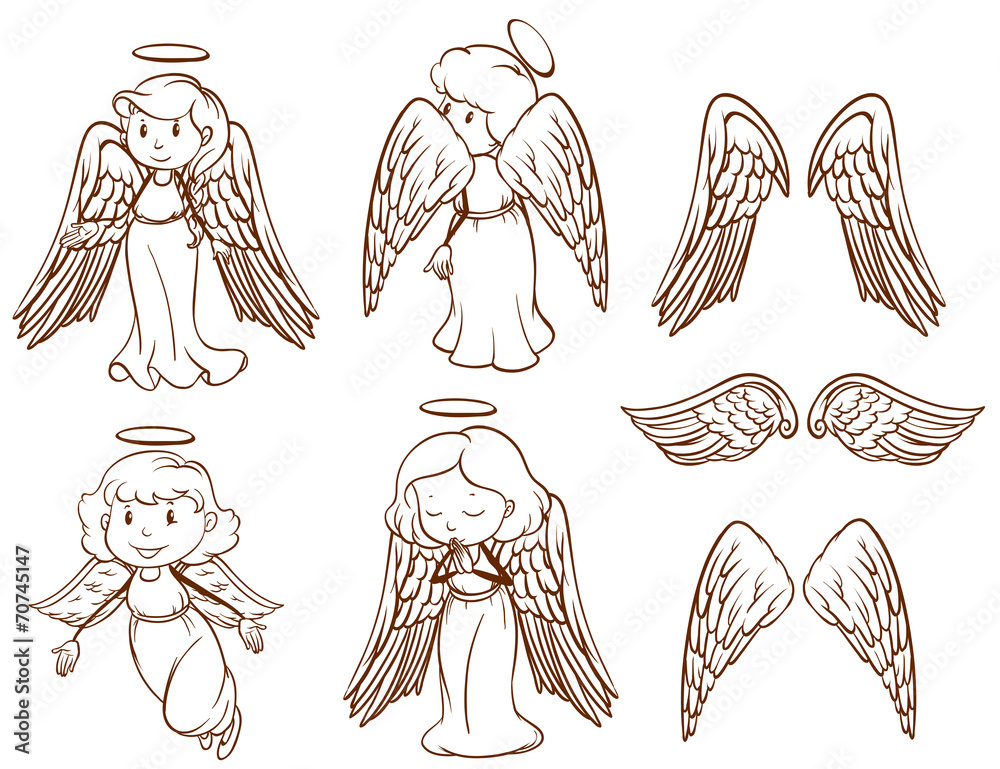 天使及其翅膀的简单草图