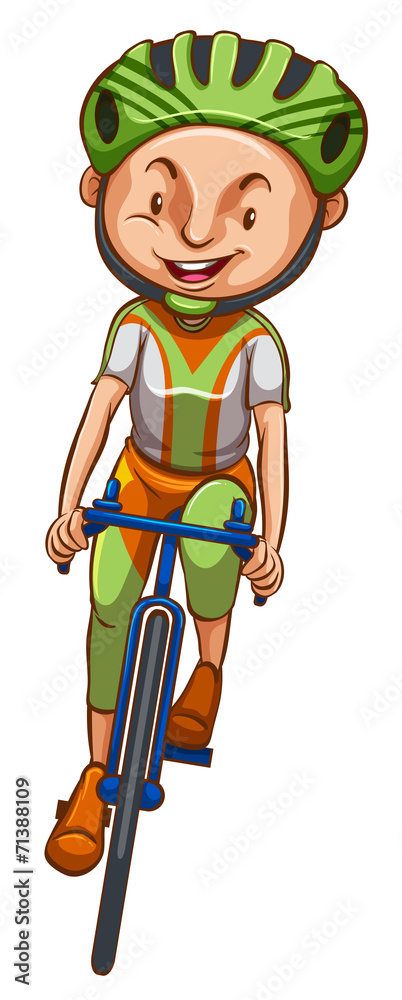 一个骑自行车的男孩的素描