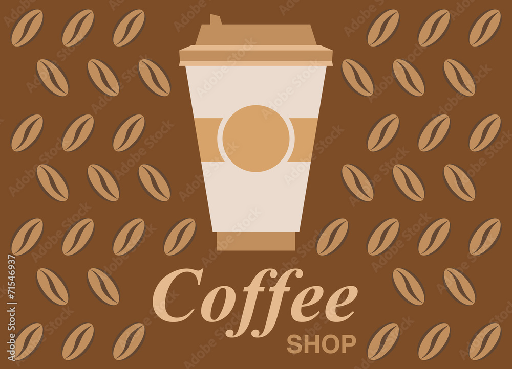 咖啡店矢量插图，设计元素