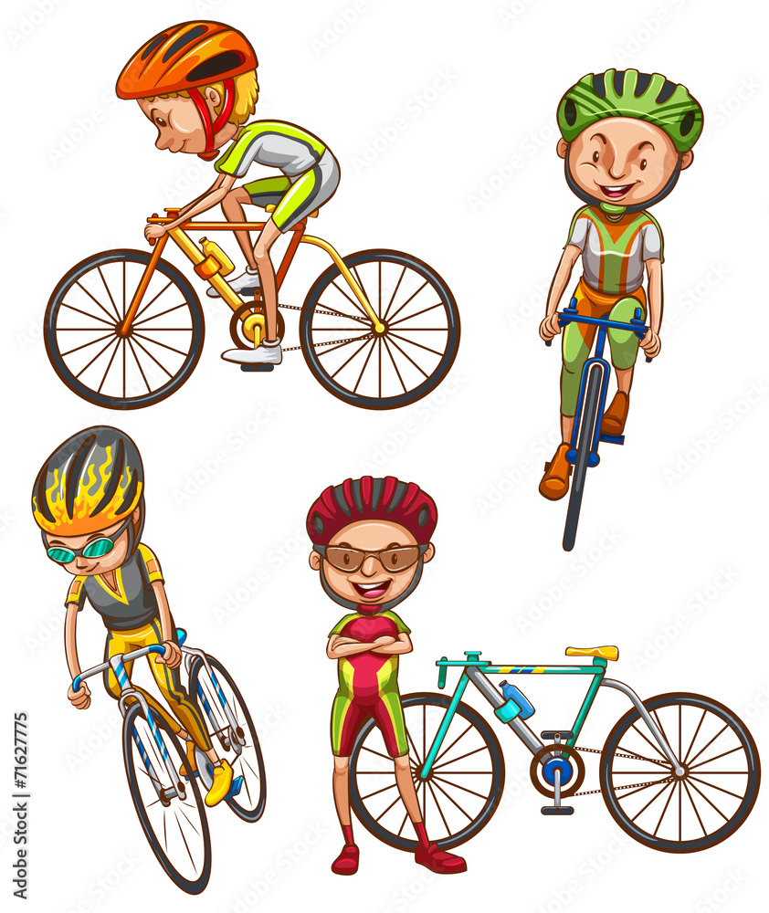 骑自行车的人的彩色素描