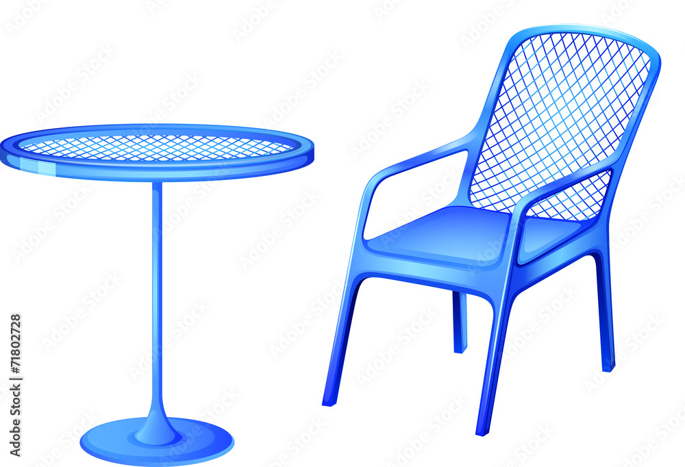 蓝色桌椅