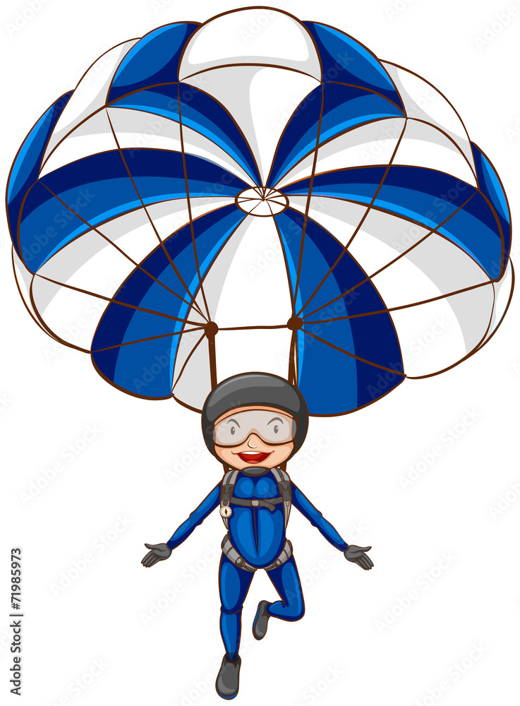 带着一个男孩的降落伞草图