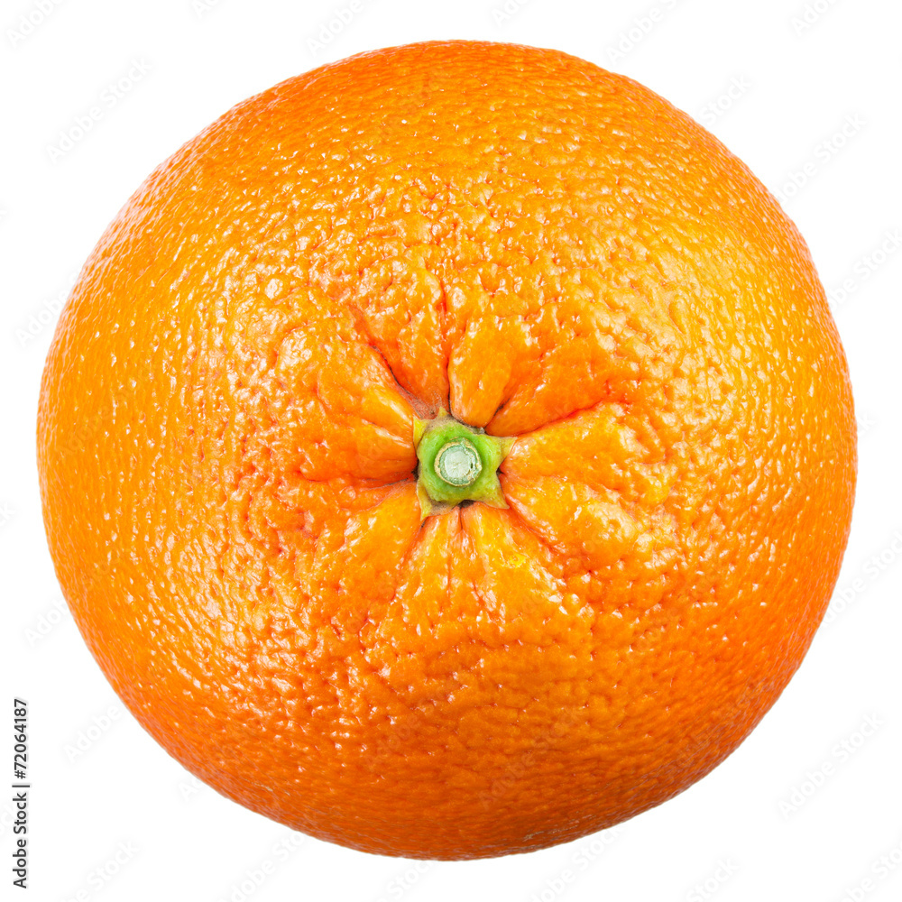 橙色果实在白色上分离。俯视图。