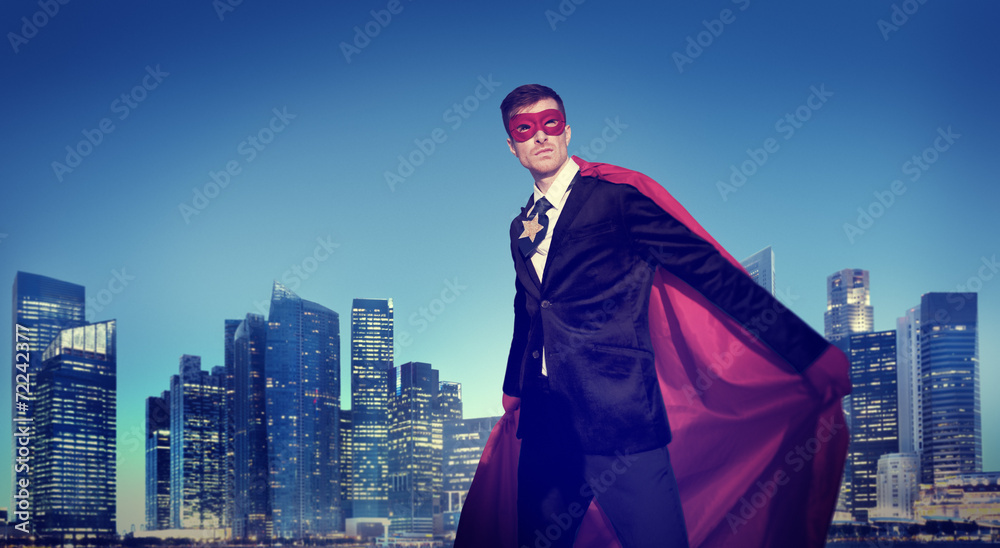 超级英雄商人力量纽约城市概念