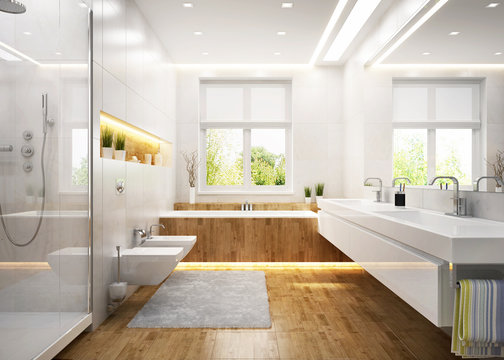 现代白色浴室