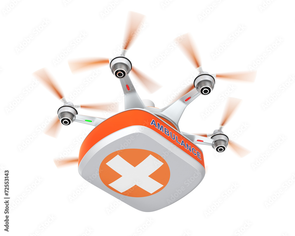 无人机携带急救箱用于紧急医疗概念