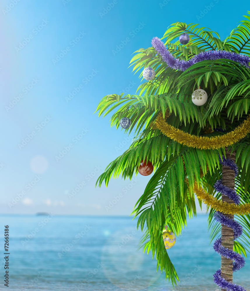 装饰概念节日背景的新年棕榈树