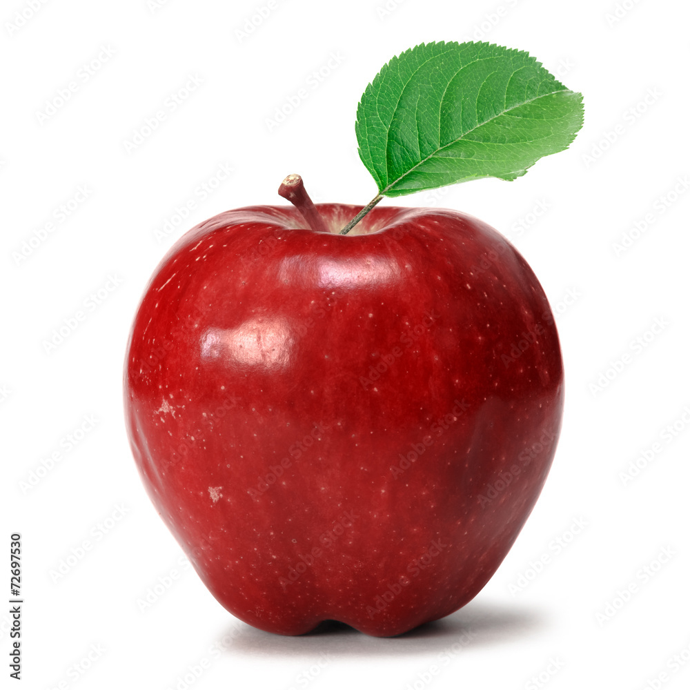 白底分离的红苹果