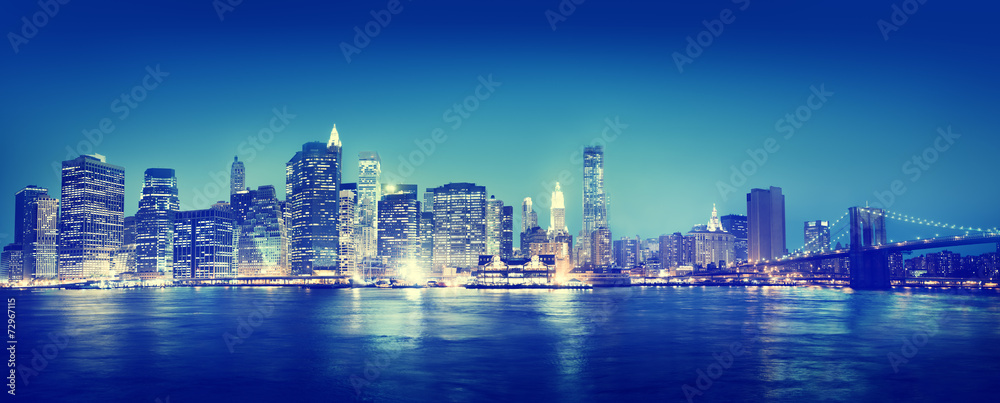 纽约市全景之夜概念