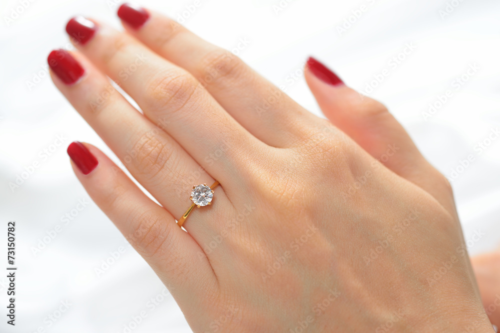 白布新娘手上的结婚戒指