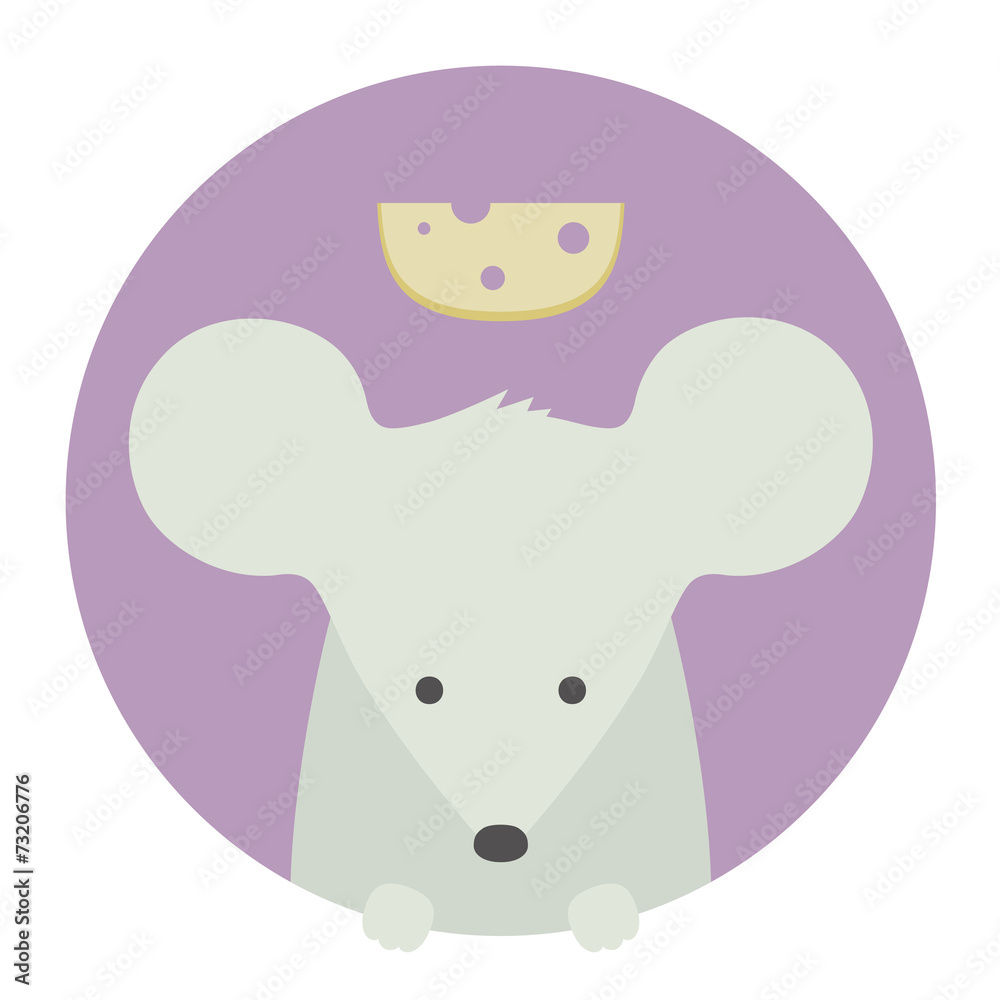 Animal set. Portrait in flat graphics | Mouse