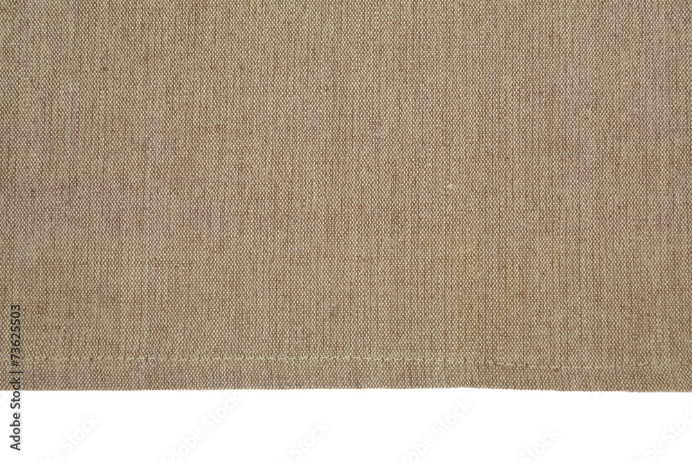 棕色帆布桌布，白色背景隔离
