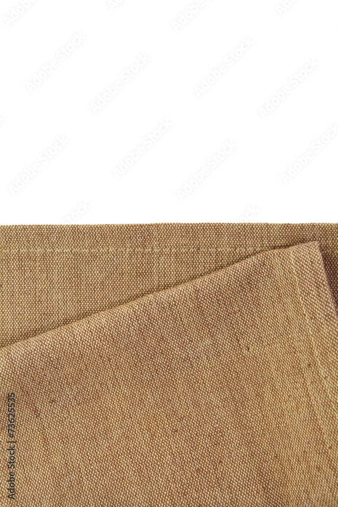 棕色帆布桌布，白底隔离